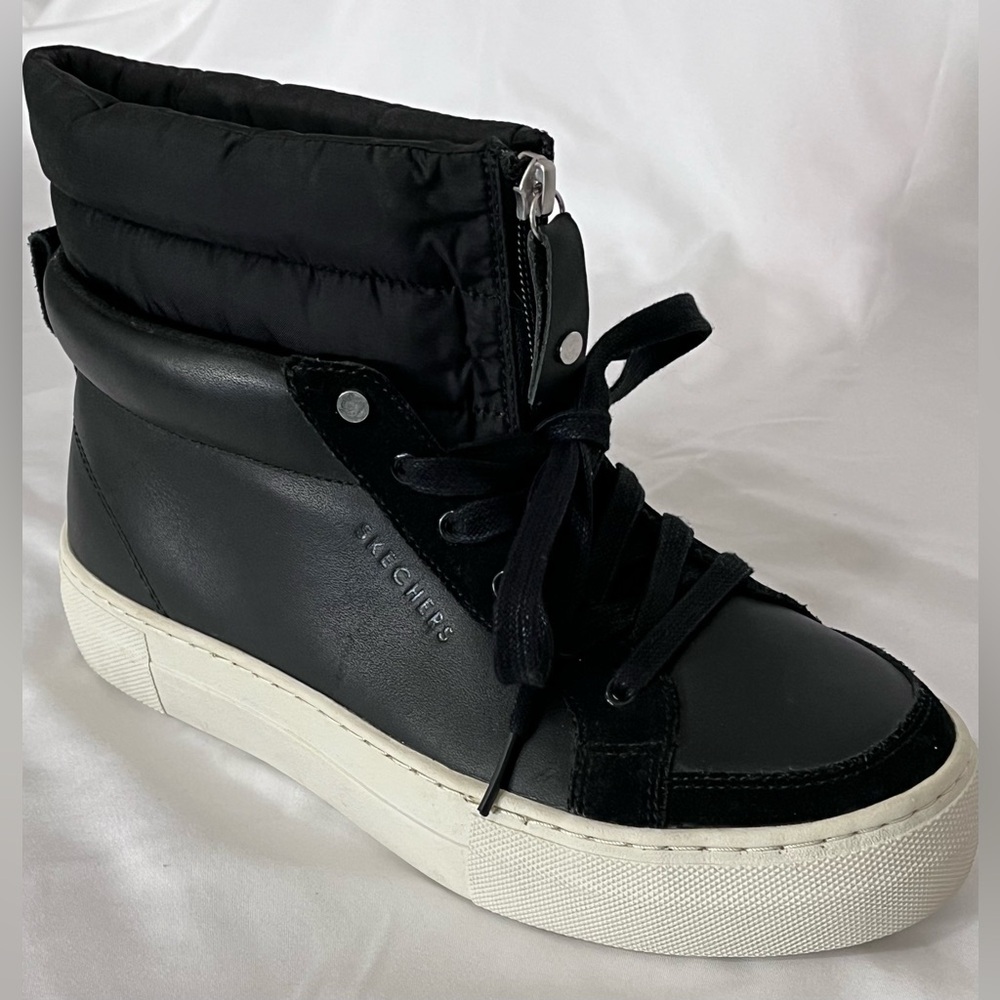 Skechers Black Leather Urban Alpine ALBA Hybrid High Top Sneakers Size 8.5